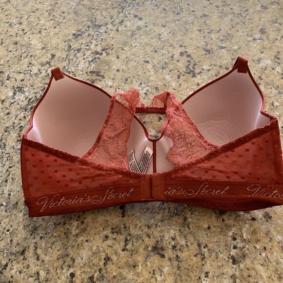 Victoria’s Secret t-shirt lightly lined wireless Rust Lace Racerback Bra 38DD - Picture 4 of 8